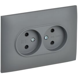 SKANDY Розетка 2-местная без заземления с защитными шторками 10А в сборе SK-R09Gr серый IEK