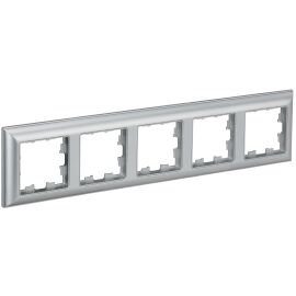 BRITE Рамка 5-местная РУ-5-Бр алюминий/алюминий IEK