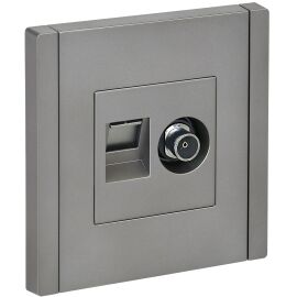 FORTE&PIANO Розетка двойная TV+RJ45 кат.5E FP536 сталь IEK