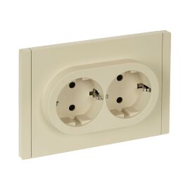 FORTE&PIANO Розетка 2-местная с заземлением с защитными шторками безвинтовое крепление 16А FP423 ван