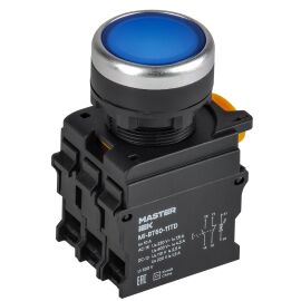 Кнопка с подсветкой и фиксацией d=22мм 1NO+1NC синяя MASTER IEK