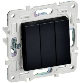 SKANDY Выключатель 3-клавишный 10А SK-V11Bl черный IEK