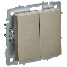 BRITE Выключатель 2-клавишный перекрестный 10А ВС10-2-3-БрШ шампань IEK