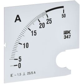 Шкала сменная для амперметра Э47 25/5А класс точности 1,5 96х96мм IEK