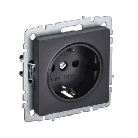 Розетка 1-местная 16А, черная, IEK BR-R11-16-K02