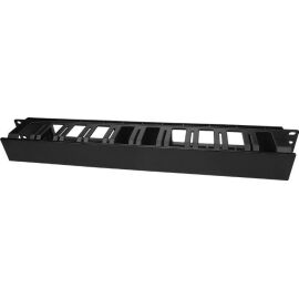 Органайзер горизонтальный 19", 1U, с крышкой, глубина 66мм, черный, Hyperline CM-1U-D66-PL-COV