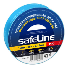 Изолента 0,15х19мм, 25м, синяя, Safeline 9374