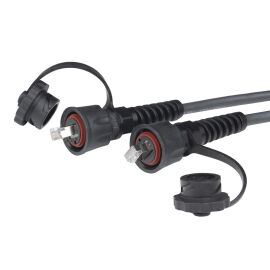 Патч-корд 4 пары, 2хRJ45, 1м, Кат.5е, FTP, черный, PVC, Hyperline PC-IE-LPM-STP-RJ45-RJ45-C5e-1M-BK