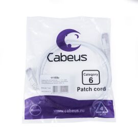 Патч-корд 4 пары, 2хRJ45, 1м, Кат.6, UTP, белый, LSZH, Cabeus PC-UTP-RJ45-Cat.6-1m-WH-LSZH