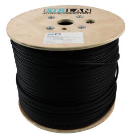Кабель F/UTP 4 пары, Кат.5e, внешний с тросом 1,2мм, 0,49мм, PE, черный, 305м, SIBLAN F5e-BC04-049-PE(SW1.2)-BL-305, T-434
