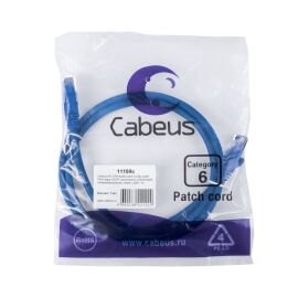 Патч-корд 4 пары, 2хRJ45, 1м, Кат.6, UTP, синий, LSZH, Cabeus PC-UTP-RJ45-Cat.6-1m-BL-LSZH