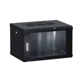 Шкаф настенный 19", 9U, 600х450мм, стекл. дверь, черный, TERACOM PRO TRP-WLL-0964-40B