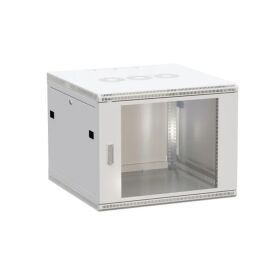 Шкаф настенный 19", 9U, 600х600мм, стекл. дверь, серый, TERACOM PRO TRP-WLL-0966-40G