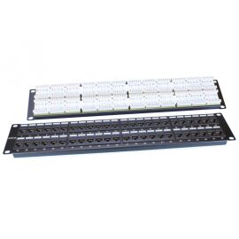 Патч-панель 2U, 19", 48хRJ45, кат.5е, Dual IDC, черный, Hyperline PP3-19-48-8P8C-C5E-110D