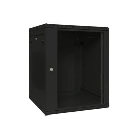 Шкаф настенный 19", 15U, 600х600мм, стекл. дверь, черный, TERACOM PRO TRP-WLL-1566-40B