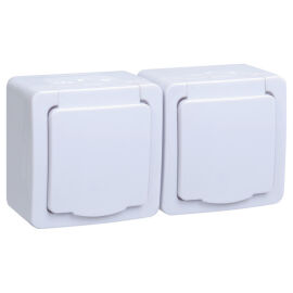 Розетка 2м с з/к о/у IP54, цвет крышки белый, ГЕРМЕС PLUS, IEK ERMP22-K01-16-54-EC
