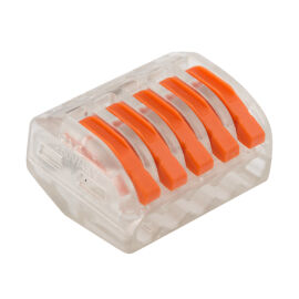 Клемма универсальная 5 проводная 0,08-2,5/4мм², СМК 222-415, прозрачная, уп.40шт, REXANT 07-5255-1