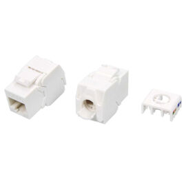 Модуль Keystone Jack кат.6, UTP, RJ-45(8P8C), тип 180 град, белый, Hyperline KJ8-8P8C-C6-180-TLS-WH