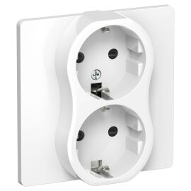 FLITE Розетка 2-местная с заземлением с защитными шторками безвинтовое крепление 16А РСш12-1-К-ФлБ б