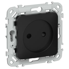 FLITE Розетка без заземления с защитными шторками 10А РСш01-0-ФлЧ черный IEK