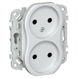 FLITE Розетка 2-местная без заземления без защитных шторок безвинтовое крепление 10А РС02-1-ФлЖ жемч