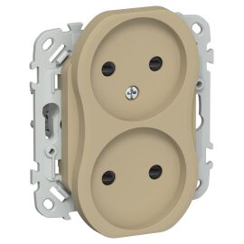 FLITE Розетка 2-местная без заземления с защитными шторками 10А РСш02-0-ФлХ хаки IEK