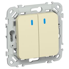 FLITE Выключатель 2-клавишный с индикацией 10А ВС12-1-1-ФлН навахо IEK