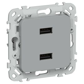 FLITE Розетка USB A+A 3,1А РЮ-2-ФлС серый IEK