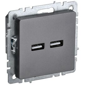 BRITE Розетка USB A+A 5В 3,1А РЮ10-1-БрС сталь IEK