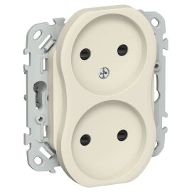 FLITE Розетка 2-местная без заземления с защитными шторками безвинтовое крепление 10А РСш02-1-ФлСл с