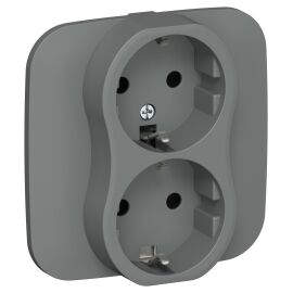 FLITE Розетка 2-местная с заземлением без защитных шторок безвинтовое крепление 16А РС12-1-А-ФлМА мо