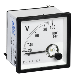 Вольтметр Э47 100В кл. точн. 1,5 96х96мм, IEK IPV20-6-0100-E