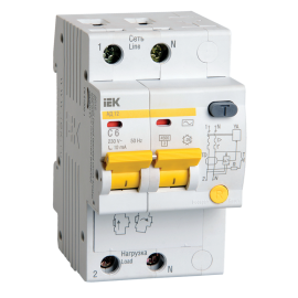 Автомат дифференциальный АД12 2Р 6А 10мА, IEK MAD10-2-006-C-010