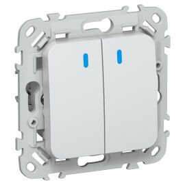 FLITE Выключатель 2-клавишный с индикацией 10А ВС12-1-1-ФлЖ жемчуг IEK