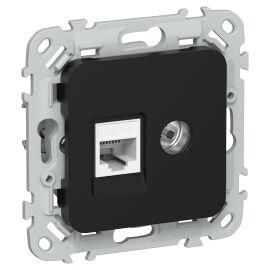 FLITE Розетка 2-местная RJ45/TV категория 5Е UTP РКТВ5е-2-0-ФлЧ черный IEK