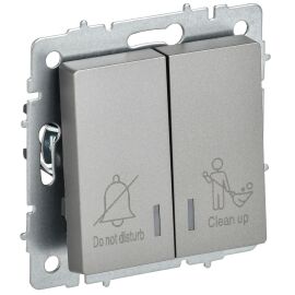 BRITE Выключатель 2-клавишный с индикацией для отелей 10А ВС10-2-9-БрС сталь IEK
