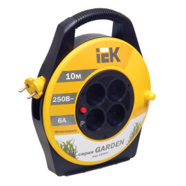 Удлинитель на катушке с т/з, 4 места, 2Р/10м, 2х0,75мм2, IEK WKP23-06-04-10