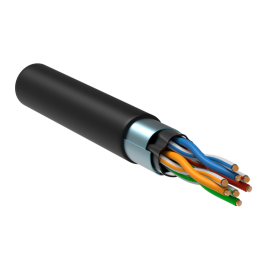 Кабель FTP 4 пары, Кат.5e, внеш., 0,51мм, LDPE, черный, 305м, РФ, ITK LC3-C5E04-339-S-R