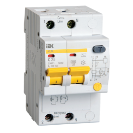 Автомат дифференциальный АД12 2Р 25А 100мА, IEK MAD10-2-025-C-100