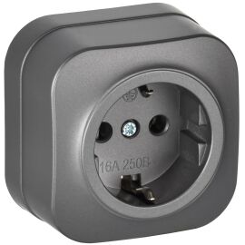 GLORY Розетка 1-местная для открытой установки с заземлением без защитных шторок 16А РС20-3-ХСм стал