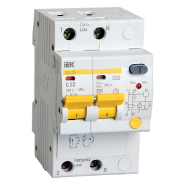 Автомат дифференциальный АД12М 2Р С32 30мА, IEK MAD12-2-032-C-030