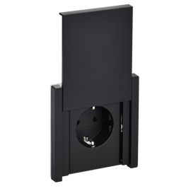 Розетка 1-местная с заземлением с защитными шторками и крышкой безвинтовое крепление 16А IP44 FP119, FORTE&PIANO, черный, IEK FP-R16-16-1-44-K02