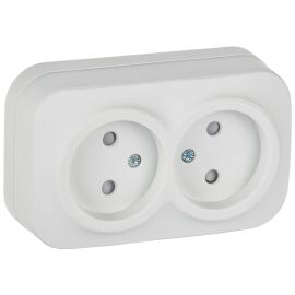 GLORY Розетка 2-местная для открытой установки без заземления с защитными шторками 10А РСш22-2-ХБм б