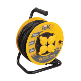 Удлинитель на катушке с т/з, 4 места, 2Р+PЕ/40м, 3х1,5мм2, IP44, IEK WKP15-16-04-40-44