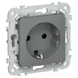FLITE Розетка с заземлением с защитными шторками 16А РСш11-0-ФлМА мокрый асфальт IEK