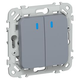 FLITE Выключатель 2-клавишный с индикацией 10А ВС12-1-1-ФлМ маренго IEK