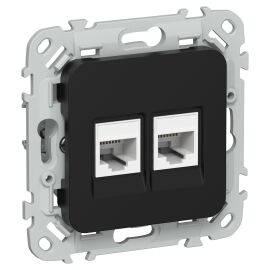 FLITE Розетка 2-местная RJ45/RJ11 категория 5Е/3 UTP РКТ5е/3-2-0-ФлЧ черный IEK