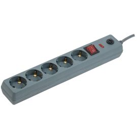Сетевой фильтр СФ-05К 5 мест с заземлением 5м 3х1мм2 16А/250В серый IEK