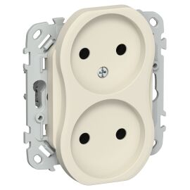 FLITE Розетка 2-местная без заземления без защитных шторок 10А РС02-0-ФлСл сливочный IEK