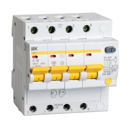 Автомат дифференциальный АД14 4Р 16А 100мА, IEK MAD10-4-016-C-100
